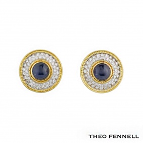 Theo Fennell 18k Yellow Gold Diamond & Sapphire Earrings 2.16ct Theo Fennell 18k Yellow Gold Diamond & Sapphire Earrings 2.16ct